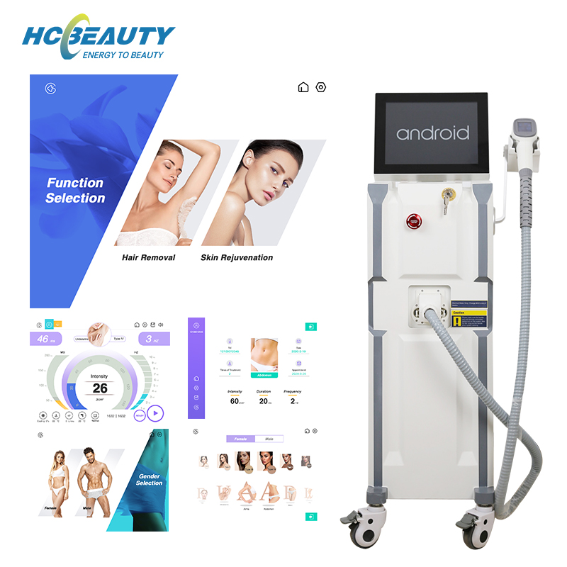 New Trending Beauty Besiness Professional Android System Permanent Skin Rejuvenation 755 808 1064nm Diode Laser Hair Removal Machine
